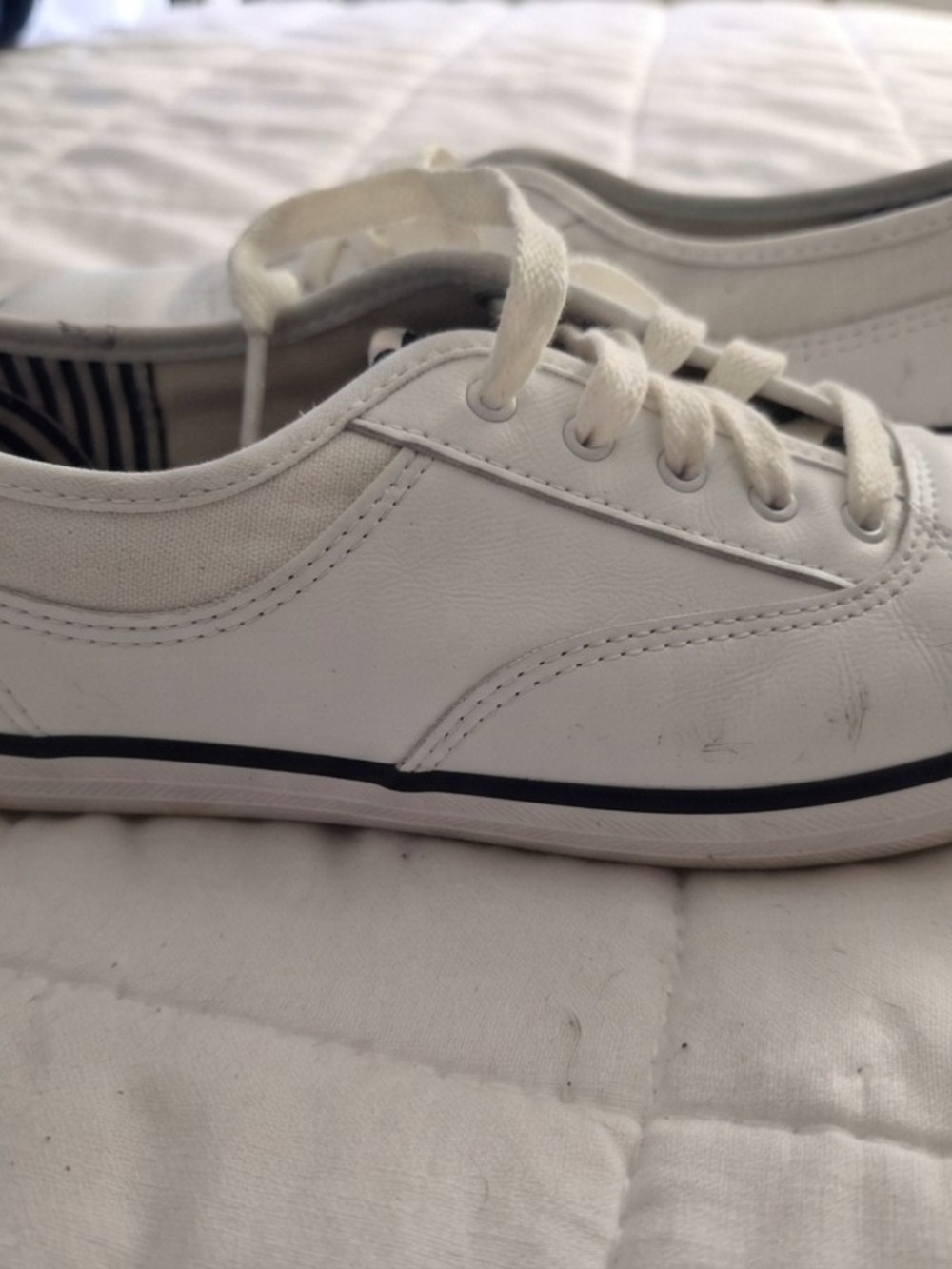 Keds Men's White Low-Top Sneakers with Navy Stripe